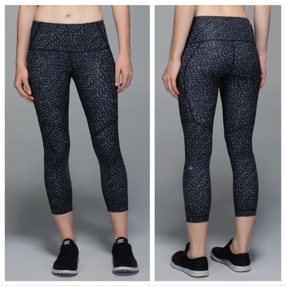 Lululemon All Sport Crop Legging Heathered Net Pop Black Multi Luxtreme - Picture 9 of 9